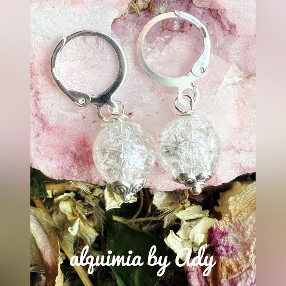 Clear Quartz charms dangle earrings - Picture 1 of 5